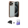 MARSİLYAN™- iPhone 15 Pro Max Kılıf Vadi Minimal - Siyah Bilvis 5in1 5D Magic Hayalet Cam Ekran Koruyucu + Raze Metal Kamera Lens - GS