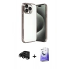 MARSİLYAN™- iPhone 15 Pro Max Kılıf Vadi Minimal - Siyah Bilvis 5in1 5D Magic Hayalet Cam Ekran Koruyucu + Raze Metal Kamera Lens - SH