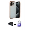 MARSİLYAN™- iPhone 15 Pro Max Kılıf Vadi Minimal - Siyah Bilvis 5in1 5D Magic Hayalet Cam Ekran Koruyucu + Raze Metal Kamera Lens - LT