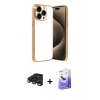 MARSİLYAN™- iPhone 15 Pro Max Kılıf Vadi Minimal - Siyah Bilvis 5in1 5D Magic Hayalet Cam Ekran Koruyucu + Raze Metal Kamera Lens - LT