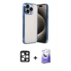 MARSİLYAN™- iPhone 15 Pro Max Kılıf Vadi Minimal - Siyah Bilvis 5in1 5D Magic Hayalet Cam Ekran Koruyucu + PVD Metal Kamera Lens - LT