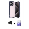 MARSİLYAN™- iPhone 15 Pro Max Kılıf Vadi Minimal - Siyah Bilvis 5in1 5D Magic Hayalet Cam Ekran Koruyucu + Raze Metal Kamera Lens - GS
