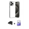 MARSİLYAN™- iPhone 15 Pro Max Kılıf Vadi Minimal - Siyah Bilvis 5in1 5D Magic Hayalet Cam Ekran Koruyucu + Raze Metal Kamera Lens - GS