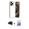 MARSİLYAN™- iPhone 15 Pro Max Kılıf Vadi Minimal - Siyah Bilvis 5in1 5D Magic Hayalet Cam Ekran Koruyucu + Raze Metal Kamera Lens - SH