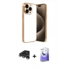 MARSİLYAN™- iPhone 15 Pro Max Kılıf Vadi Minimal - Siyah Bilvis 5in1 5D Magic Hayalet Cam Ekran Koruyucu + Raze Metal Kamera Lens - GS