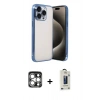 MARSİLYAN™- iPhone 15 Pro Max Kılıf Vadi Minimal - Siyah Bilvis Hayalet Cam Ekran Koruyucu + PVD Metal Kamera Lens - GS