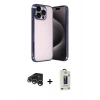MARSİLYAN™- iPhone 15 Pro Max Kılıf Vadi Minimal - Siyah Bilvis Hayalet Cam Ekran Koruyucu + Raze Metal Kamera Lens - GS