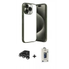 MARSİLYAN™- iPhone 15 Pro Max Kılıf Vadi Minimal - Siyah Bilvis Hayalet Cam Ekran Koruyucu + Raze Metal Kamera Lens - GS