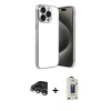 MARSİLYAN™- iPhone 15 Pro Max Kılıf Vadi Minimal - Siyah Bilvis Hayalet Cam Ekran Koruyucu + Raze Metal Kamera Lens - GS