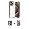 MARSİLYAN™- iPhone 15 Pro Max Kılıf Vadi Minimal - Siyah Bilvis Hayalet Cam Ekran Koruyucu + PVD Metal Kamera Lens - LT