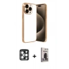 MARSİLYAN™- iPhone 15 Pro Max Kılıf Vadi Minimal - Siyah Bilvis Hayalet Cam Ekran Koruyucu + PVD Metal Kamera Lens - LT