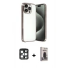 MARSİLYAN™- iPhone 15 Pro Max Kılıf Vadi Minimal - Siyah Bilvis Hayalet Cam Ekran Koruyucu + PVD Metal Kamera Lens - LT