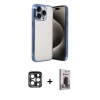 MARSİLYAN™- iPhone 15 Pro Max Kılıf Vadi Minimal - Siyah Bilvis Hayalet Cam Ekran Koruyucu + PVD Metal Kamera Lens - LT