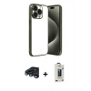 MARSİLYAN™- iPhone 15 Pro Max Kılıf Vadi Minimal - Siyah Bilvis Hayalet Cam Ekran Koruyucu + Raze Metal Kamera Lens - LT