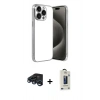 MARSİLYAN™- iPhone 15 Pro Max Kılıf Vadi Minimal - Siyah Bilvis Hayalet Cam Ekran Koruyucu + Raze Metal Kamera Lens - LT