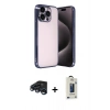 MARSİLYAN™- iPhone 15 Pro Max Kılıf Vadi Minimal - Siyah Bilvis Hayalet Cam Ekran Koruyucu + Raze Metal Kamera Lens - LT