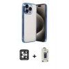 MARSİLYAN™- iPhone 15 Pro Max Kılıf Vadi Minimal - Siyah Bilvis Hayalet Cam Ekran Koruyucu + PVD Metal Kamera Lens - GI