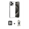 MARSİLYAN™- iPhone 15 Pro Max Kılıf Vadi Minimal - Siyah Bilvis Hayalet Cam Ekran Koruyucu + PVD Metal Kamera Lens - GI