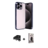 MARSİLYAN™- iPhone 15 Pro Max Kılıf Vadi Minimal - Siyah Bilvis Hayalet Cam Ekran Koruyucu + Raze Metal Kamera Lens - GS
