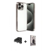 MARSİLYAN™- iPhone 15 Pro Max Kılıf Vadi Minimal - Siyah Bilvis Hayalet Cam Ekran Koruyucu + Raze Metal Kamera Lens - GS