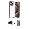 MARSİLYAN™- iPhone 15 Pro Max Kılıf Vadi Minimal - Siyah Bilvis Hayalet Cam Ekran Koruyucu + Raze Metal Kamera Lens - GS