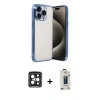 MARSİLYAN™- iPhone 15 Pro Max Kılıf Vadi Minimal - Siyah Bilvis Hayalet Cam Ekran Koruyucu + PVD Metal Kamera Lens - SH