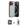 MARSİLYAN™- iPhone 15 Pro Max Kılıf Vadi Minimal - Siyah Bilvis Hayalet Cam Ekran Koruyucu + PVD Metal Kamera Lens - SH