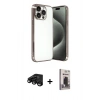 MARSİLYAN™- iPhone 15 Pro Max Kılıf Vadi Minimal - Siyah Bilvis Hayalet Cam Ekran Koruyucu + Raze Metal Kamera Lens - SH
