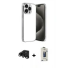 MARSİLYAN™- iPhone 15 Pro Max Kılıf Vadi Minimal - Siyah Bilvis Hayalet Cam Ekran Koruyucu + Siyah Raze Metal Kamera Lens