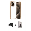 MARSİLYAN™- iPhone 15 Pro Max Kılıf Vadi Minimal - Siyah Bilvis Hayalet Cam Ekran Koruyucu + Raze Metal Kamera Lens - SH