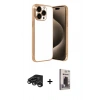 MARSİLYAN™- iPhone 15 Pro Max Kılıf Vadi Minimal - Siyah Bilvis Hayalet Cam Ekran Koruyucu + Raze Metal Kamera Lens - TMGI