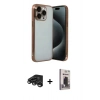 MARSİLYAN™- iPhone 15 Pro Max Kılıf Vadi Minimal - Siyah Bilvis Hayalet Cam Ekran Koruyucu + Raze Metal Kamera Lens - TMGI