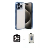 MARSİLYAN™- iPhone 15 Pro Max Kılıf Vadi Minimal - Siyah Bilvis Hayalet Cam Ekran Koruyucu + PVD Metal Kamera Lens - TU