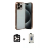 MARSİLYAN™- iPhone 15 Pro Max Kılıf Vadi Minimal - Siyah Bilvis Hayalet Cam Ekran Koruyucu + PVD Metal Kamera Lens - TU