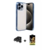 MARSİLYAN™- iPhone 15 Pro Max Kılıf Vadi Minimal - Siyah Buffer Cam Ekran Koruyucu + Raze Metal Kamera Lens - GS