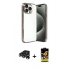 MARSİLYAN™- iPhone 15 Pro Max Kılıf Vadi Minimal - Siyah Buffer Cam Ekran Koruyucu + Raze Metal Kamera Lens - GS