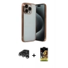 MARSİLYAN™- iPhone 15 Pro Max Kılıf Vadi Minimal - Siyah Buffer Cam Ekran Koruyucu + Raze Metal Kamera Lens - GS