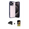 MARSİLYAN™- iPhone 15 Pro Max Kılıf Vadi Minimal - Siyah Buffer Cam Ekran Koruyucu + Raze Metal Kamera Lens - GS