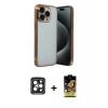 MARSİLYAN™- iPhone 15 Pro Max Kılıf Vadi Minimal - Siyah Buffer Cam Ekran Koruyucu + PVD Metal Kamera Lens - SH