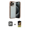 MARSİLYAN™- iPhone 15 Pro Max Kılıf Vadi Minimal - Siyah Buffer Cam Ekran Koruyucu + PVD Metal Kamera Lens - GI