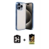 MARSİLYAN™- iPhone 15 Pro Max Kılıf Vadi Minimal - Siyah Buffer Cam Ekran Koruyucu + PVD Metal Kamera Lens - TU