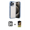 MARSİLYAN™- iPhone 15 Pro Max Kılıf Vadi Minimal - Siyah Buffer Cam Ekran Koruyucu + PVD Metal Kamera Lens - GS