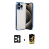 MARSİLYAN™- iPhone 15 Pro Max Kılıf Vadi Minimal - Siyah Buffer Cam Ekran Koruyucu + PVD Metal Kamera Lens - SH