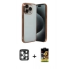 MARSİLYAN™- iPhone 15 Pro Max Kılıf Vadi Minimal - Siyah Buffer Cam Ekran Koruyucu + PVD Metal Kamera Lens - LT