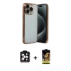 MARSİLYAN™- iPhone 15 Pro Max Kılıf Vadi Minimal - Siyah Buffer Cam Ekran Koruyucu + PVD Metal Kamera Lens - TU