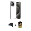 MARSİLYAN™- iPhone 15 Pro Max Kılıf Vadi Minimal - Siyah Buffer Cam Ekran Koruyucu + Raze Metal Kamera Lens - LT