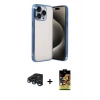 MARSİLYAN™- iPhone 15 Pro Max Kılıf Vadi Minimal - Siyah Buffer Cam Ekran Koruyucu + Raze Metal Kamera Lens - LT