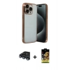 MARSİLYAN™- iPhone 15 Pro Max Kılıf Vadi Minimal - Siyah Buffer Cam Ekran Koruyucu + Raze Metal Kamera Lens - LT
