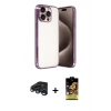 MARSİLYAN™- iPhone 15 Pro Max Kılıf Vadi Minimal - Siyah Buffer Cam Ekran Koruyucu + Raze Metal Kamera Lens - LT