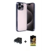 MARSİLYAN™- iPhone 15 Pro Max Kılıf Vadi Minimal - Siyah Buffer Cam Ekran Koruyucu + Raze Metal Kamera Lens - LT